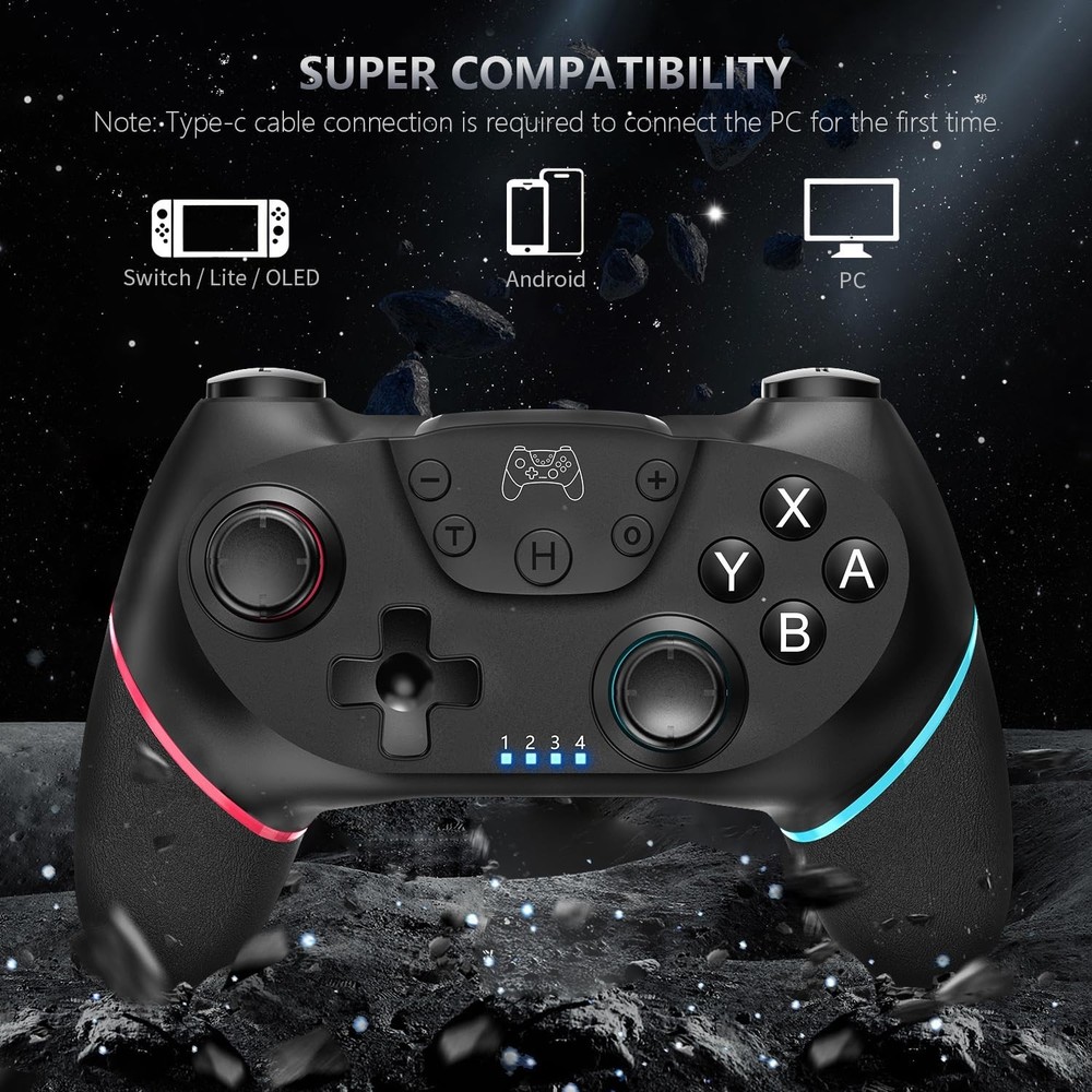 Switch Pro Controller with Turbo Function and Long Battery Life - Game in Style