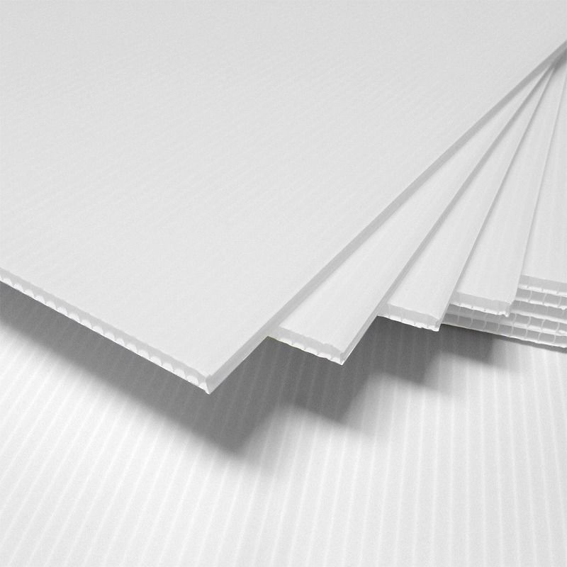 (500-Pk) Corrugated Plastic Sheet- 4mm thick- White- 24" x 18"- Horizontal