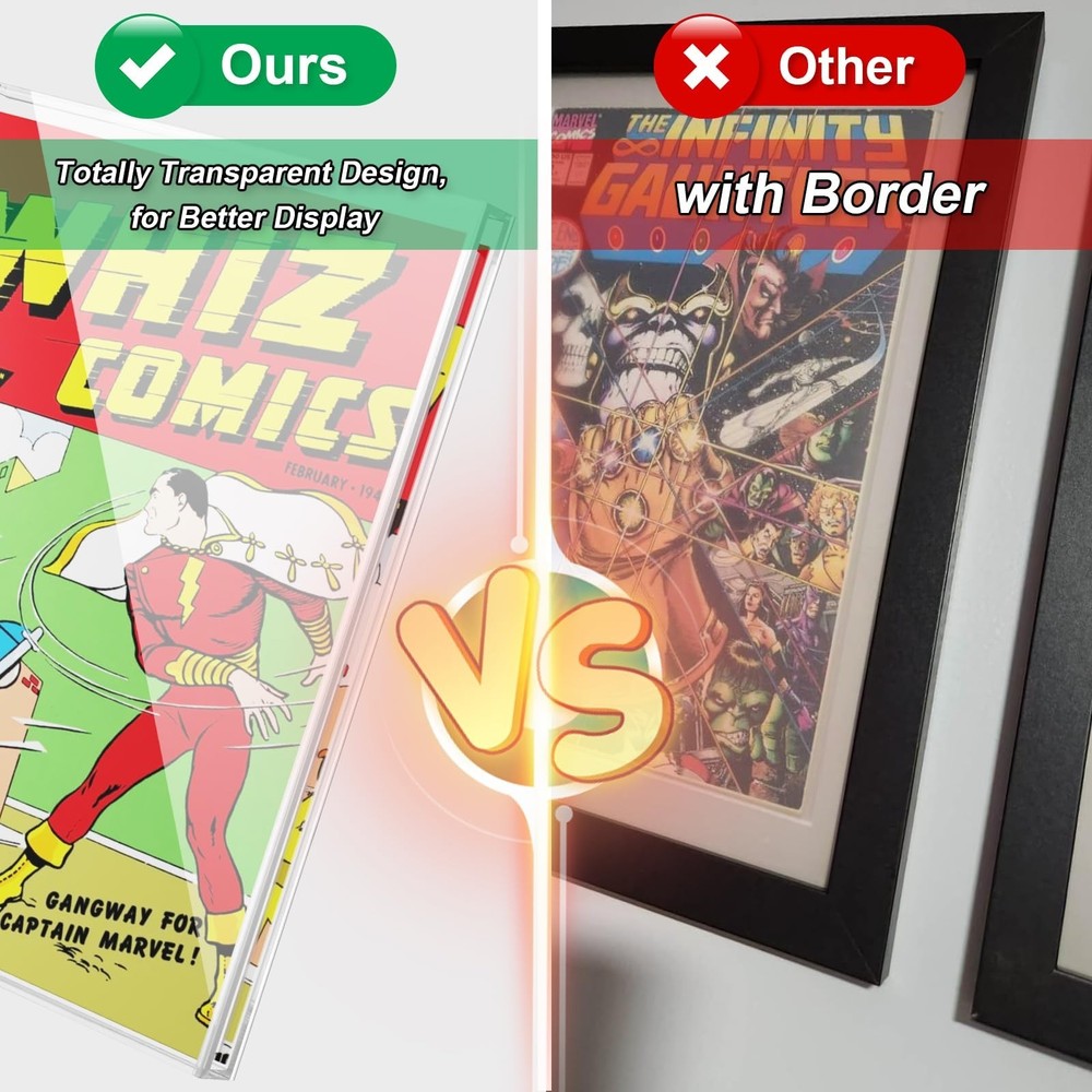 Acrylic Comic Display Case - Wall Mounted, UV-Protection, Silver Age Comic Sh...