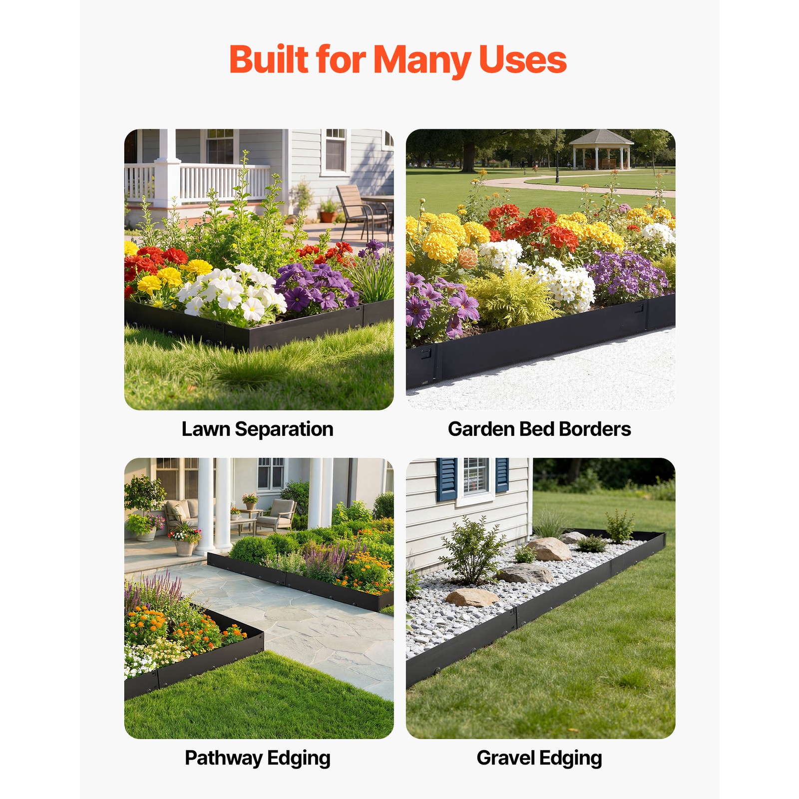 Uimoso Galvanized Steel Garden Edging Set, 40x8 in,Metal Landscape Borders, 6pcs