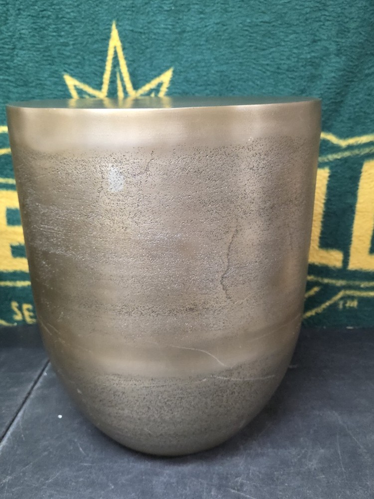 Restoration Hardware Kenzie Drum Side Table Aged Brass