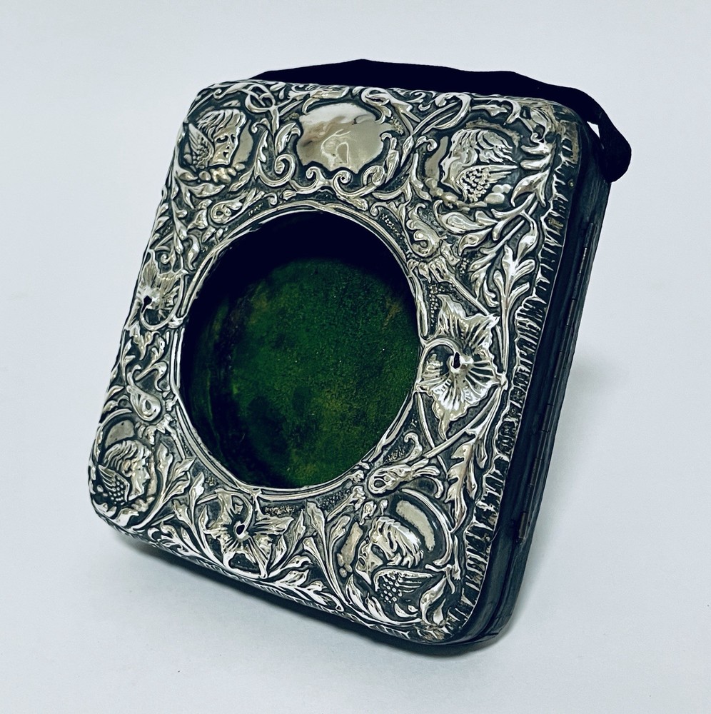 Antique Solid Sterling Silver Framed Goliath Pocket Watch Holder Case 1905