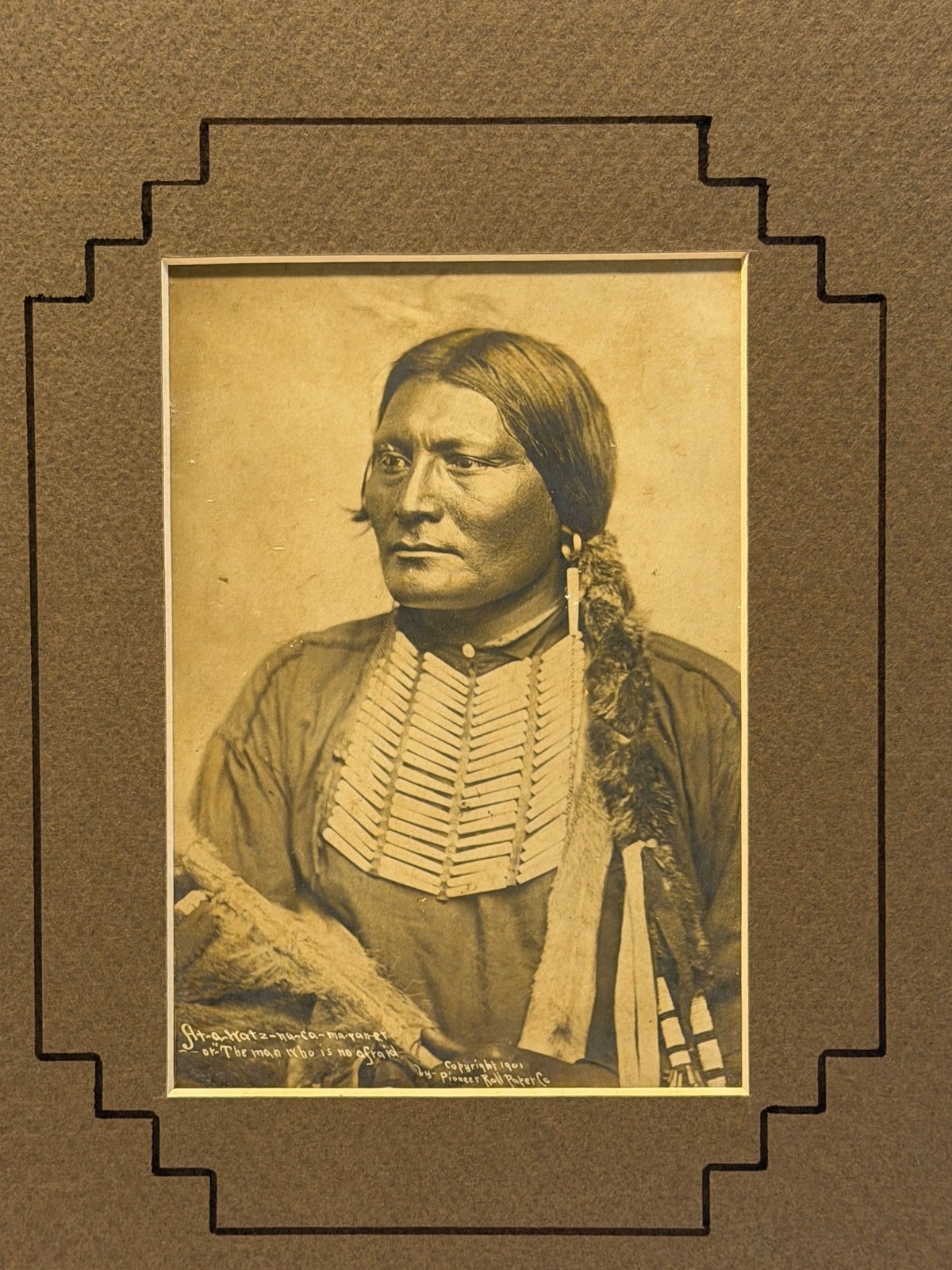 Antique Native American Indian Photograph of Chief Wah-Shun-Gah of Kaw Nation