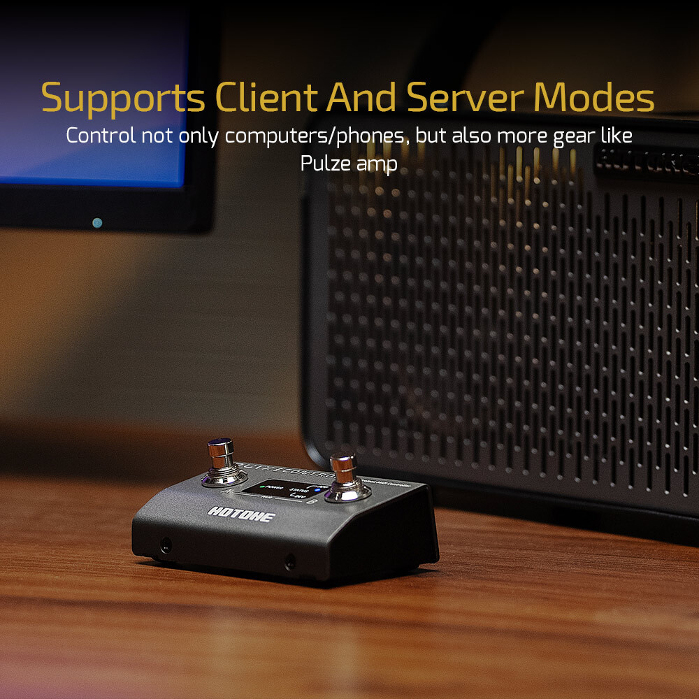 Hotone Pulse Control 2-Taste Wireless BT MIDI Fuß Controller Pedal