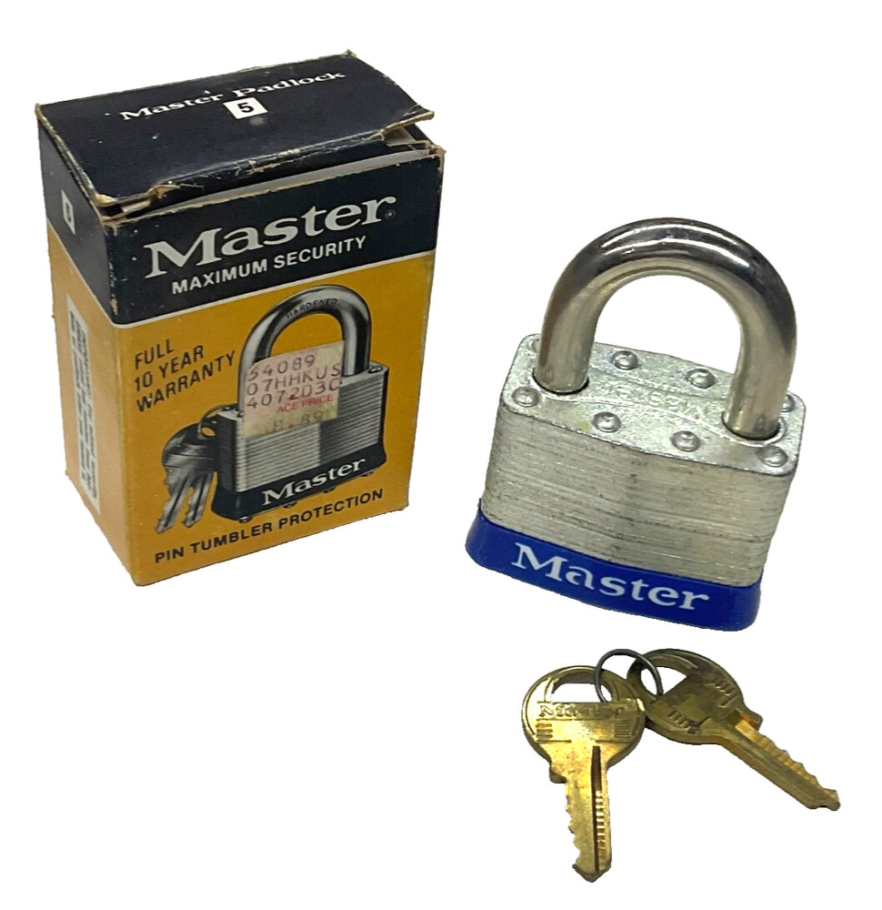 NOS! MASTER No. 5 PADLOCK w/ (2) KEYS