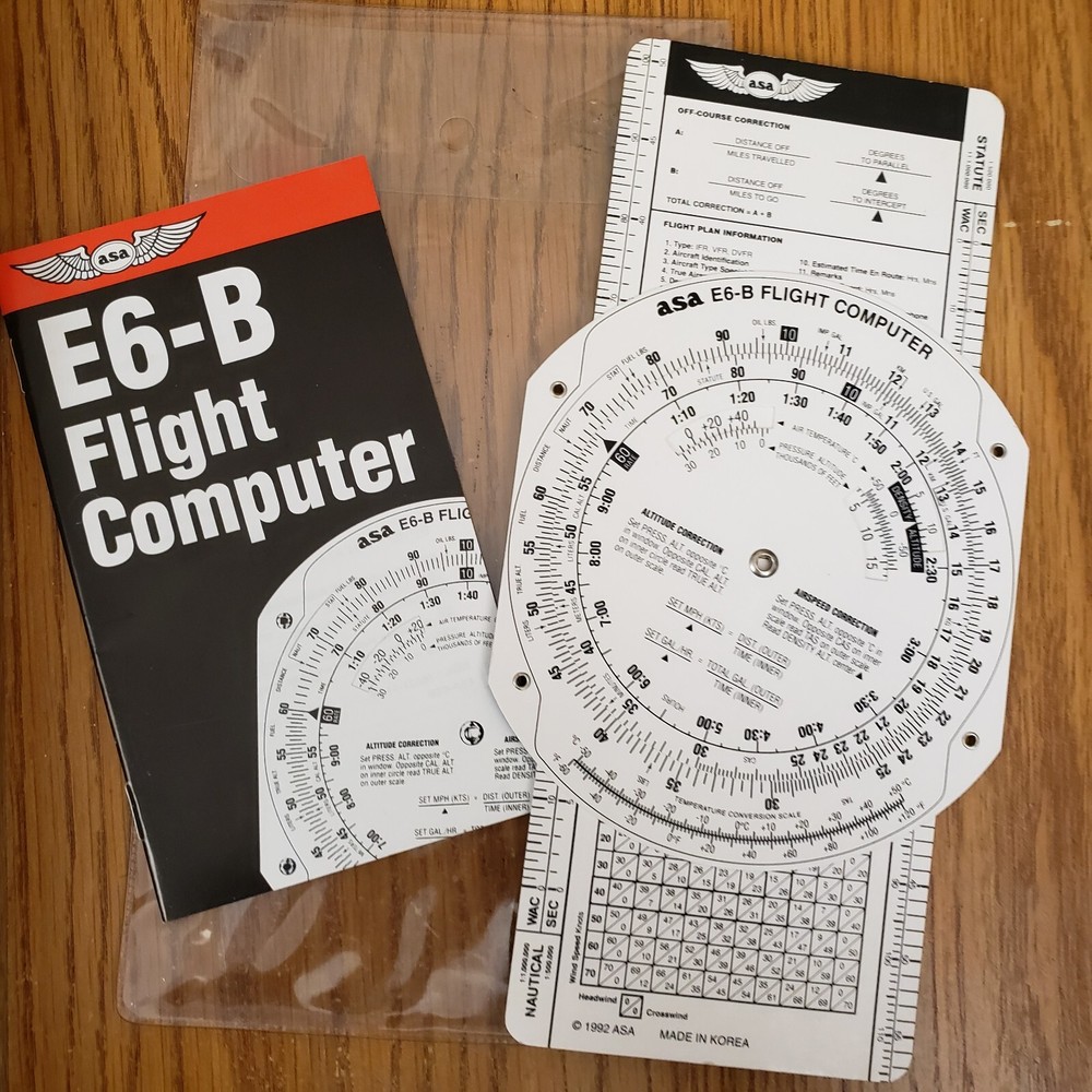 1992 ASA Air Classics E6-B Metal Flight Computer with Manual