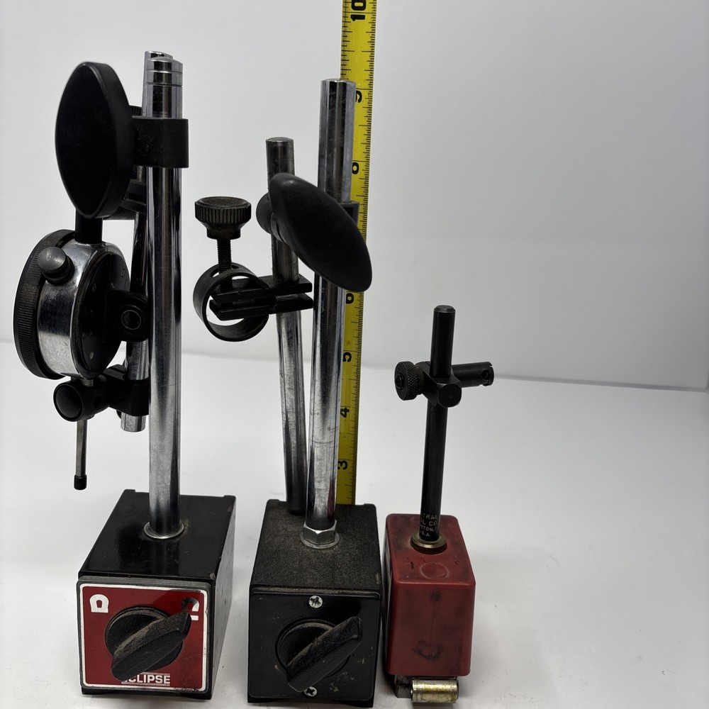 Magnetic Indicator Base Holder Lot of 3 Eclipse Central W/ CDI Dial Indicator