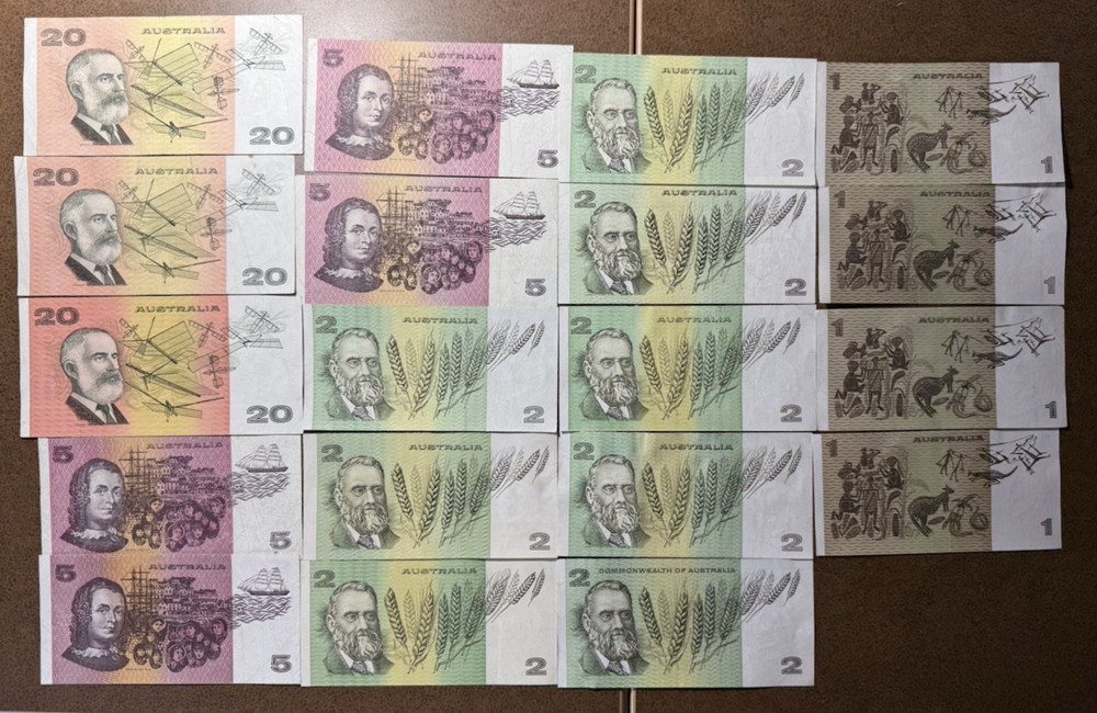 Australia 19 Note Collectors Set 20-1 Dollars VF-UNC