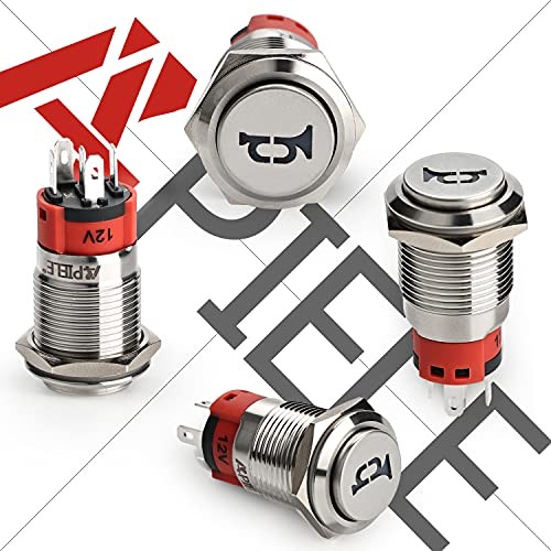 16mm 12V Momentary Speaker Horn Push Button Toggle Switch Red/ Silver Shell