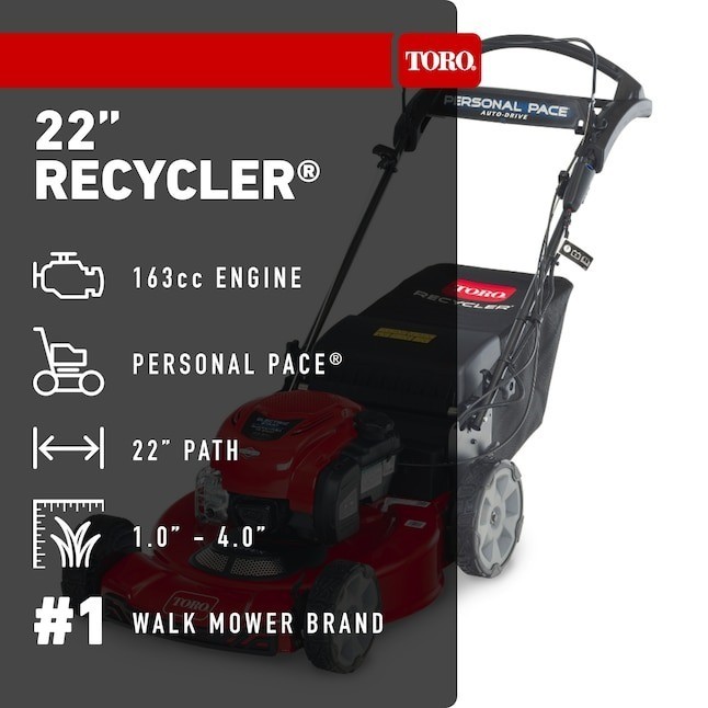 Toro Recycler 22in Self-Propelled Lawn Mower Personal Pace 163cc Briggs Stratton