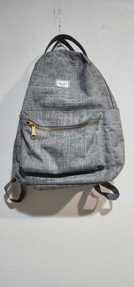 Herschel Nova Mid Volume Light Grey Crosshatch Backpack EUC