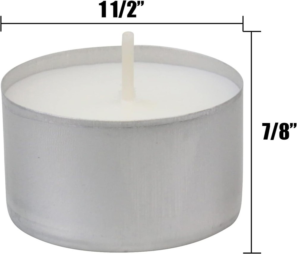 100 Pack Unscented White Tea Light Candles 8 Hour Extended Burn Time