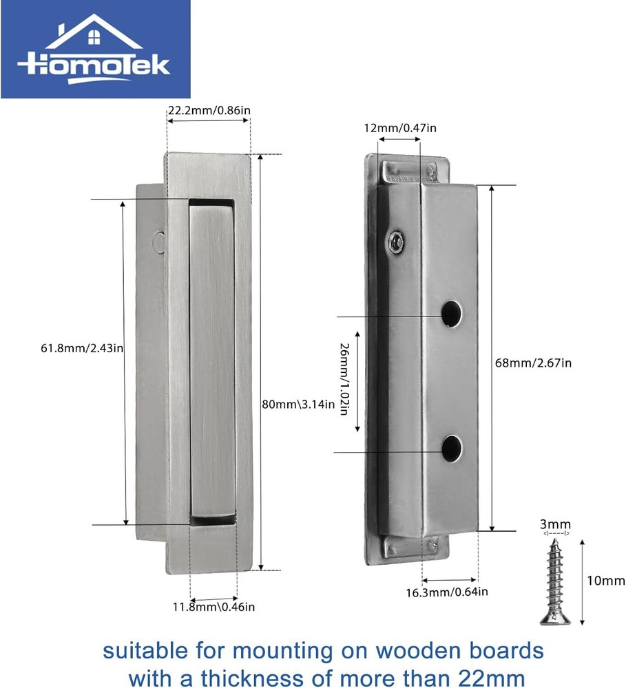 Pocket Door Edge Pull - Hidden Edge Handles Hardware for Easy Access, Stylish...