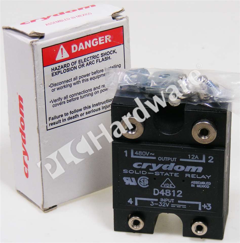 New Crydom D4812 Solid State Relay Control 3-32V DC Operating 80-530V AC 12A