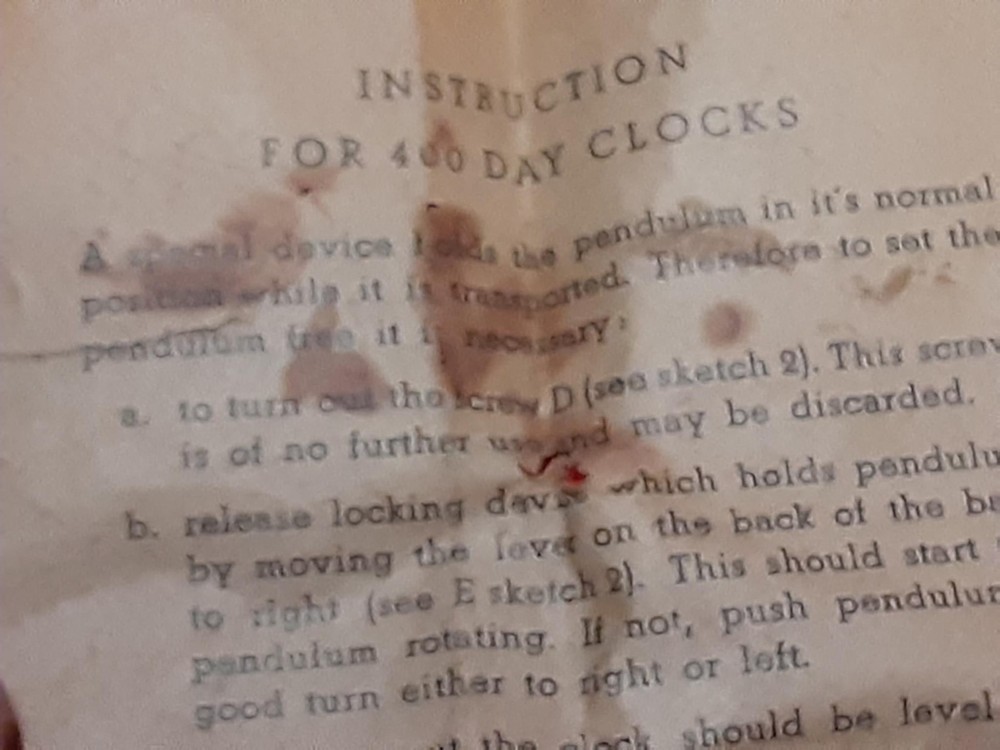 OLD Kundo Clock INSTRUCTION SHEET poor condition 5w6