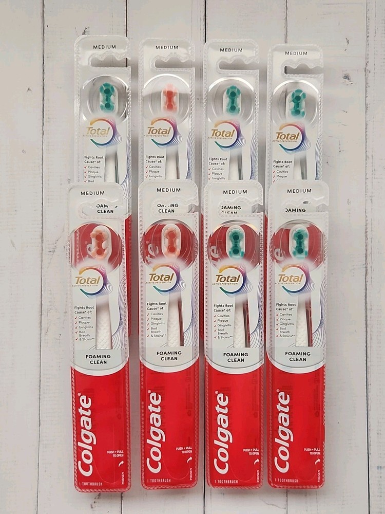 (Pack of 8) Colgate Total Active Prevention Toothbrush, Medium