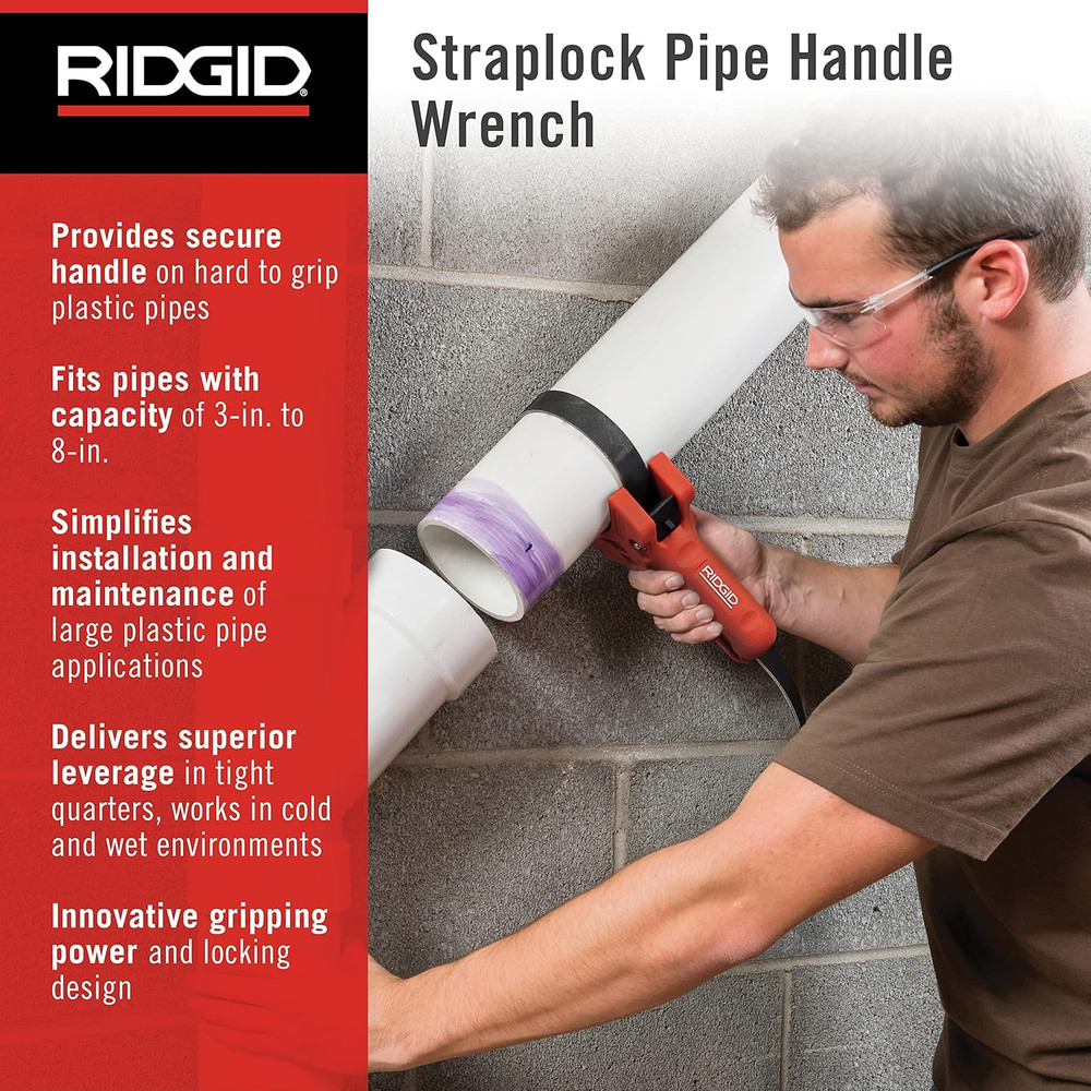 42478 STRAPLOCK Pipe Handle 7" Strap Wrench, Red