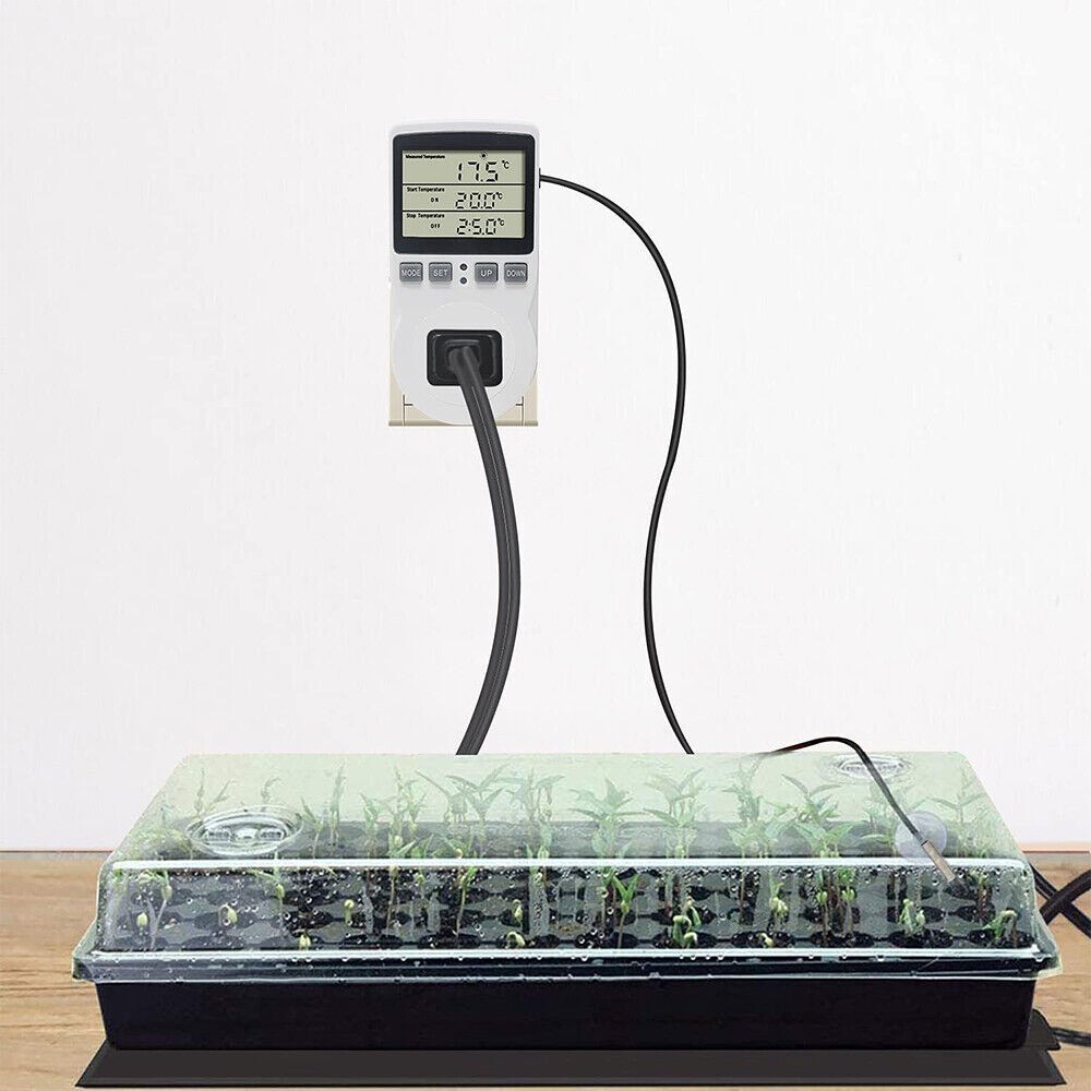 Temperature Controller Heating Cooling with Probe Digital Thermostat Outlet Plug