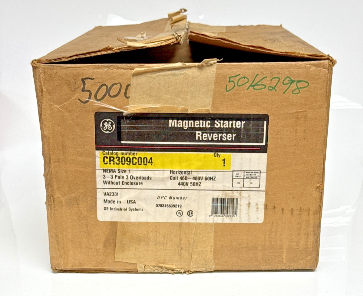 GE CR309C004 NEMA Size 1 Reversing Magnetic Starter 3P 460–480V Coil