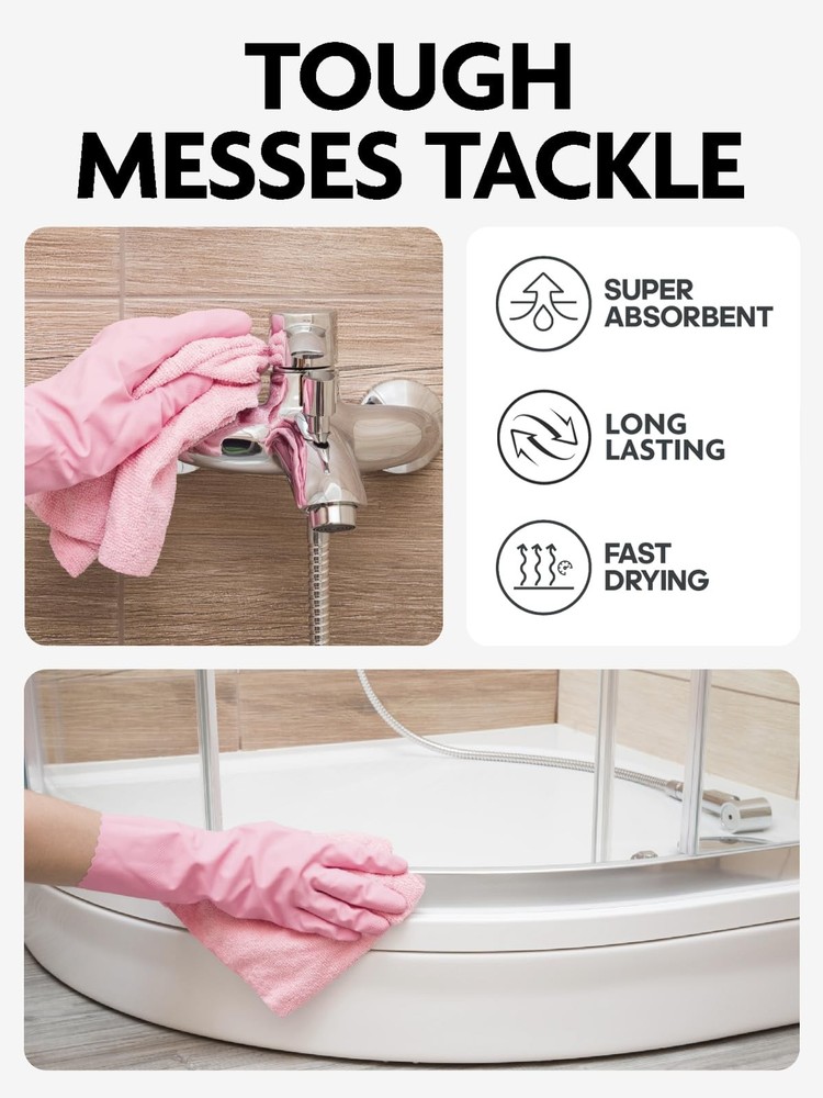 Fantasticlean Microfiber Cleaning Cloth Roll -75 Pack, Tear 75 pack, Pink