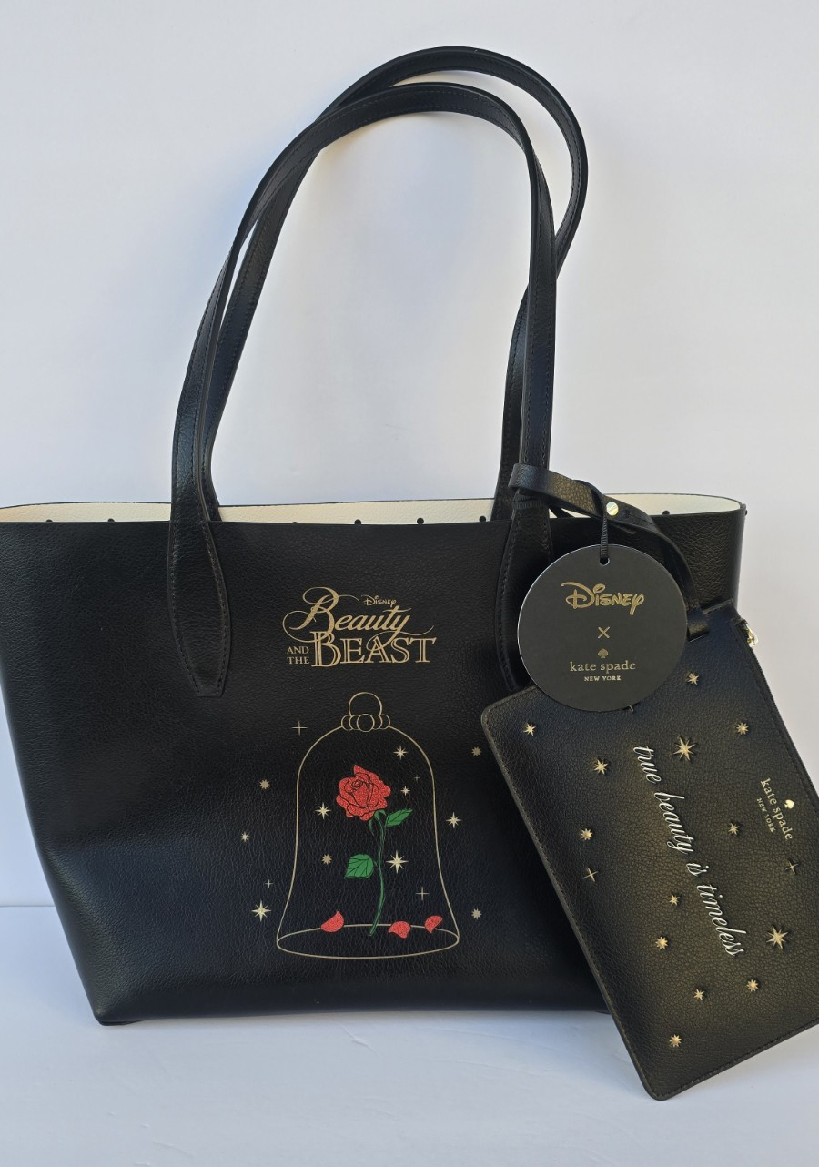 Disney X Kate Spade Beauty and the Beast Reversible Tote NWT with Wristlet Pouch