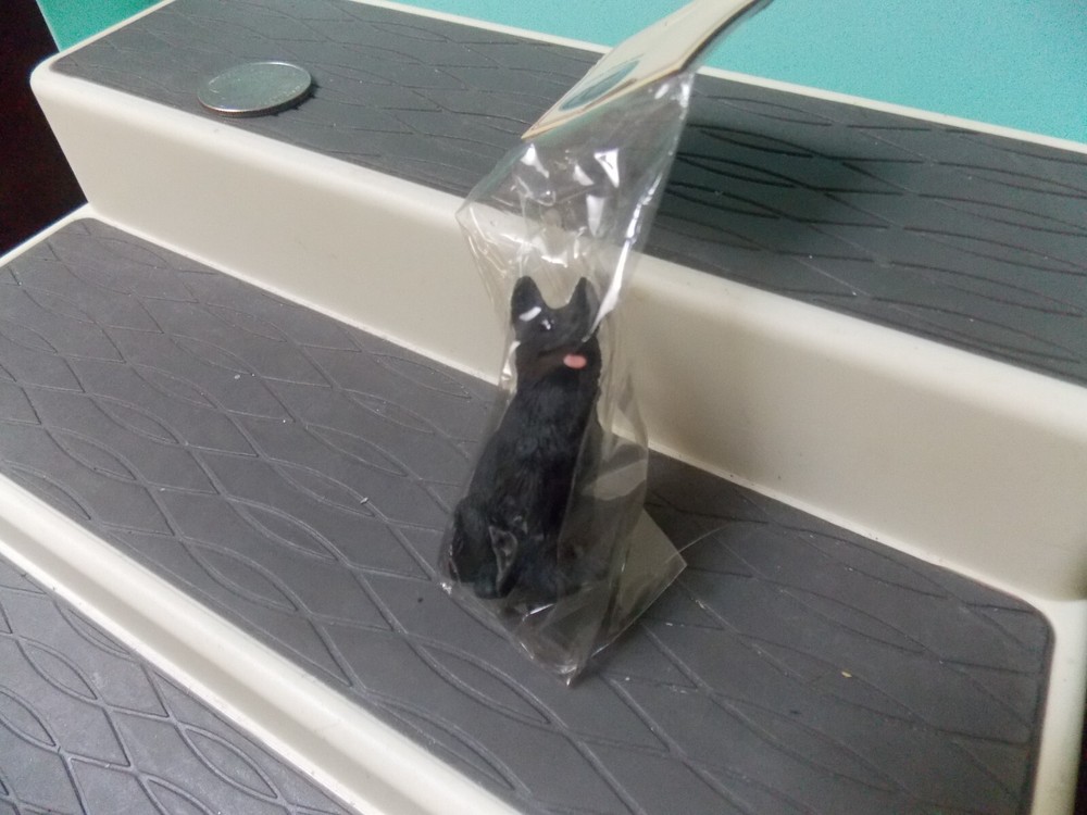Tiny Black German Shepherd Dog Figure