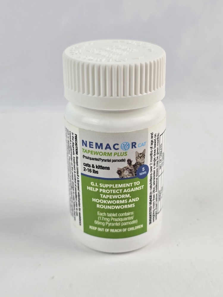Nemacor Cat Kitten Tapeworm Plus: 5 Count Hookworm Roundworm 2-16lbs