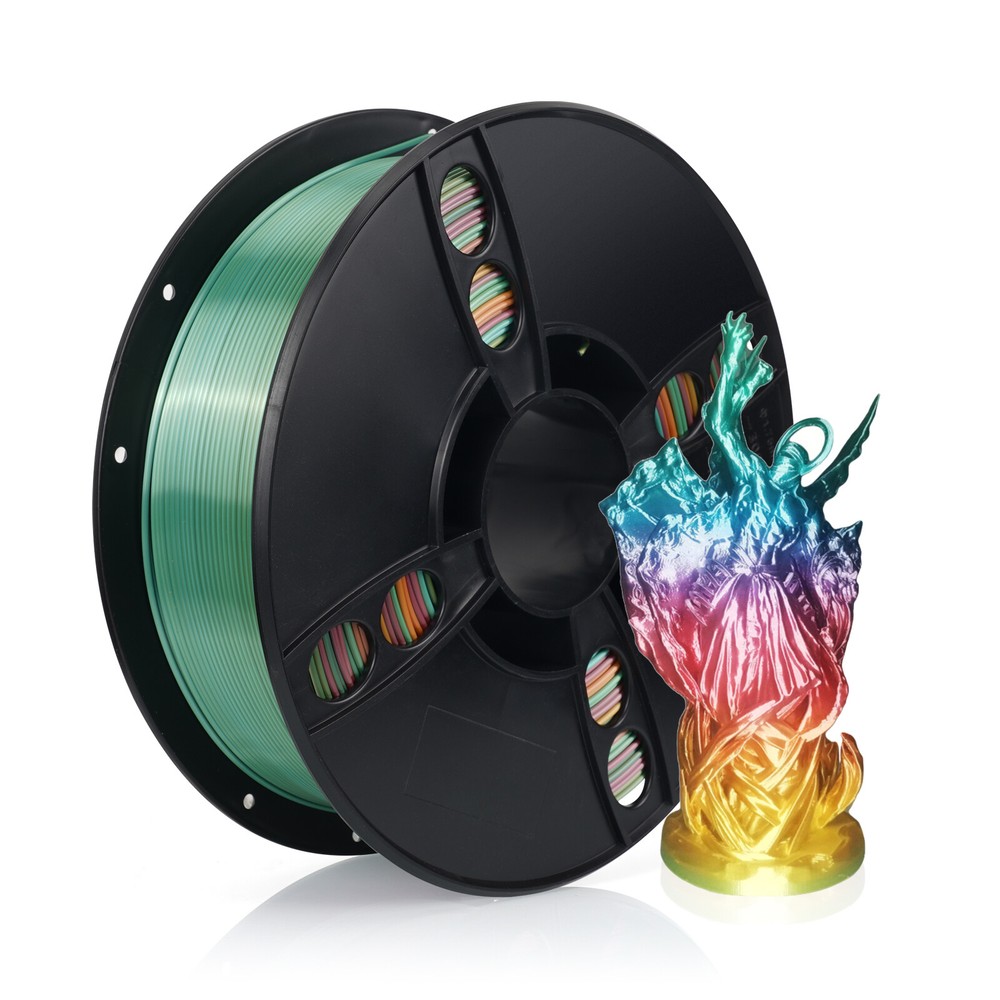 PLA Silk Rainbow Filament 3D Printer 1.75mm 1KG Printing Spools Multicolor 2.2LB