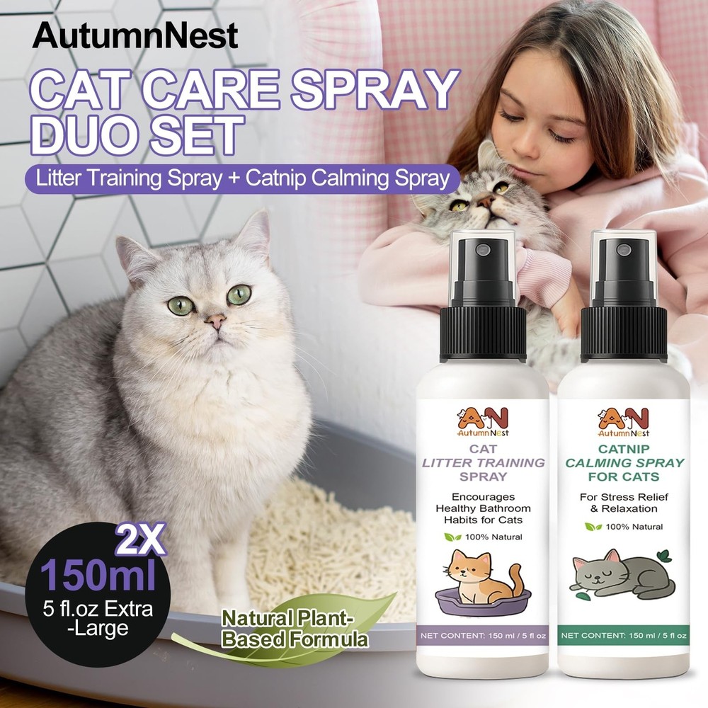 Cats Calming & Litter Training Spray Kit – 2-Pack 150ml Duo, Cat Training