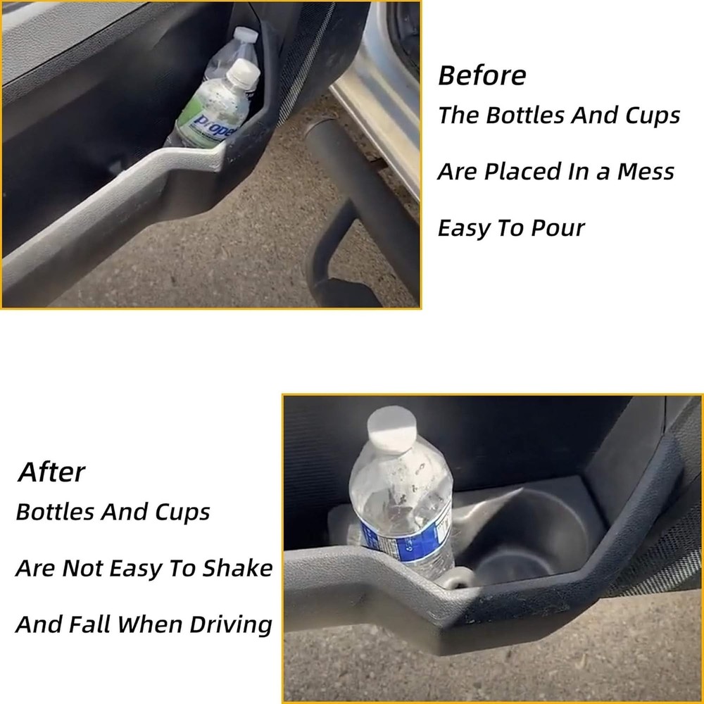 Two-piece door cup holders, front driver/passenger foam cup holders