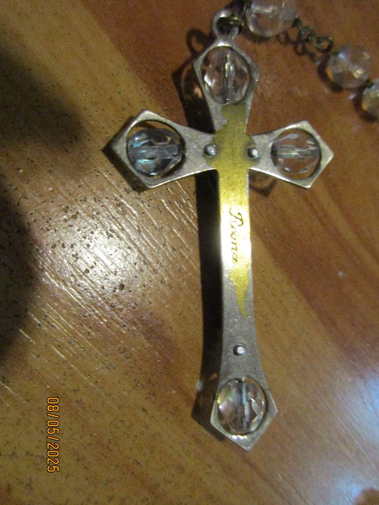 Vintage Clear Beads Rosary 22" Marked Roma Preowned