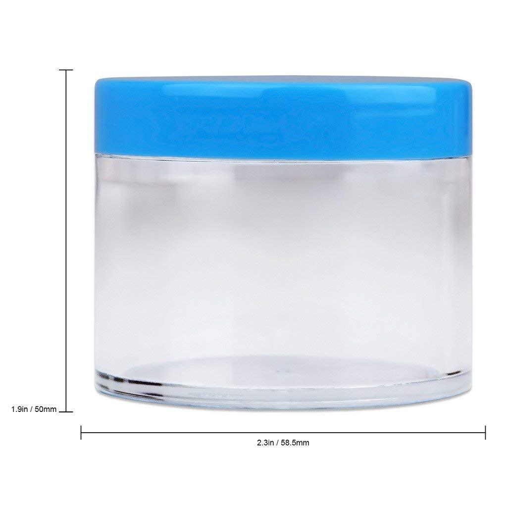 3 Pieces 2Oz/60g/60ml HQ Acrylic Leak Proof Clear Container Jars w/Blue Lid