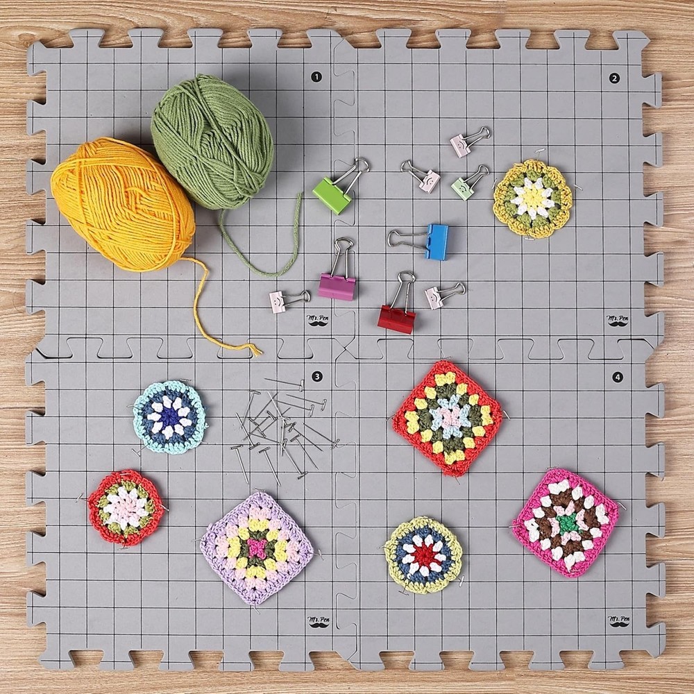 Interlocking Blocking Mats, 12”x12”, 4 Pack, Blocking Mats for Knitting & Cro...