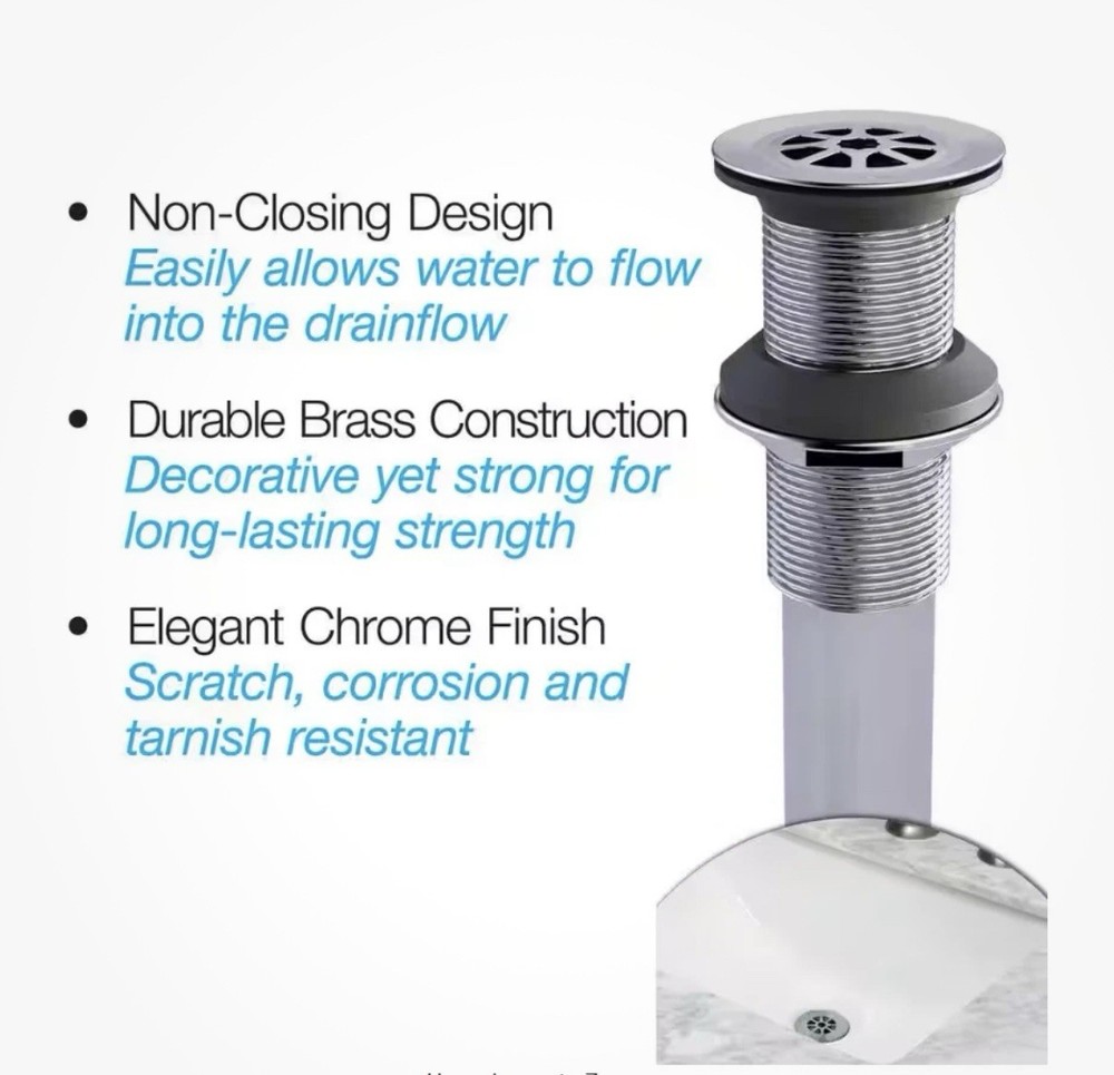 Oatey Designline Chrome-Plated Brass Grid Drain without Overflow