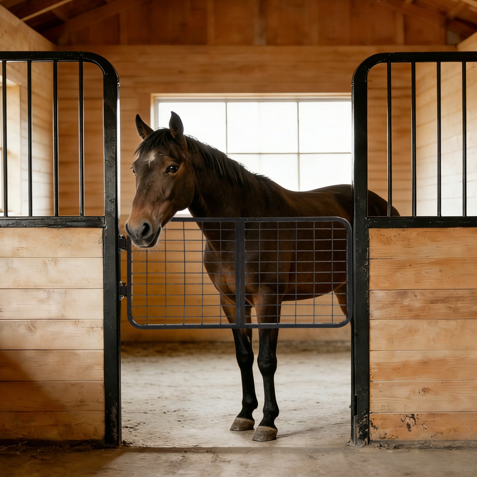 48"x24" Steel Horse Stall Gate Powder Coated Livestock Stall Guard for Barn Farm