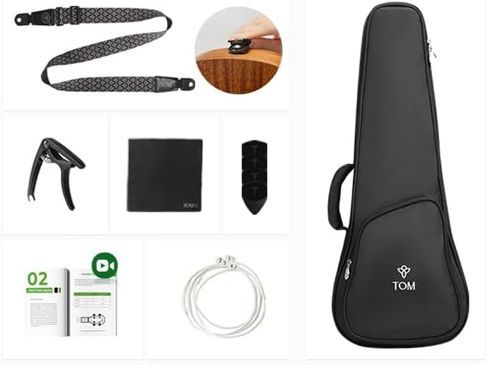 26” Tenor Ukulele – Solid Top Mahogany Includes Quick Locking Strap, Professiona