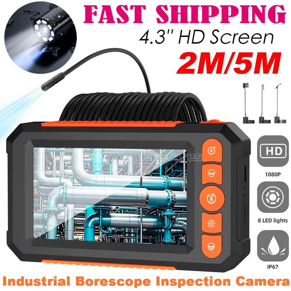 1080P HD Handheld Endoscope Camera 4.3" Screen with 8 LED Lights for Plumbing