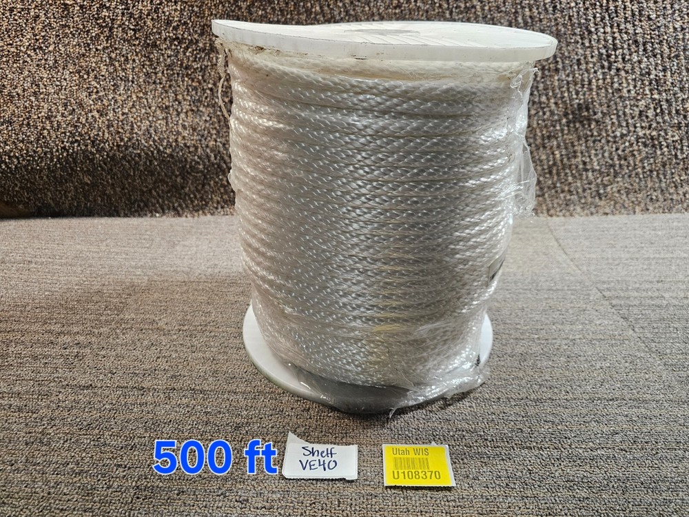 Solid Braid Nylon 500 Feet Length 1/2 White Rope 18754, 18754111