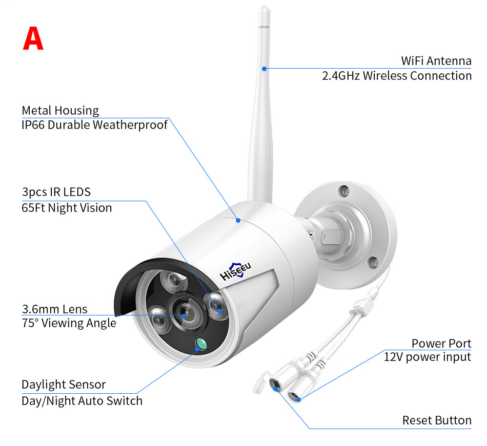 HISEEU 3MP Outdoor Security Camera For Hiseeu Wireless Security Camera System