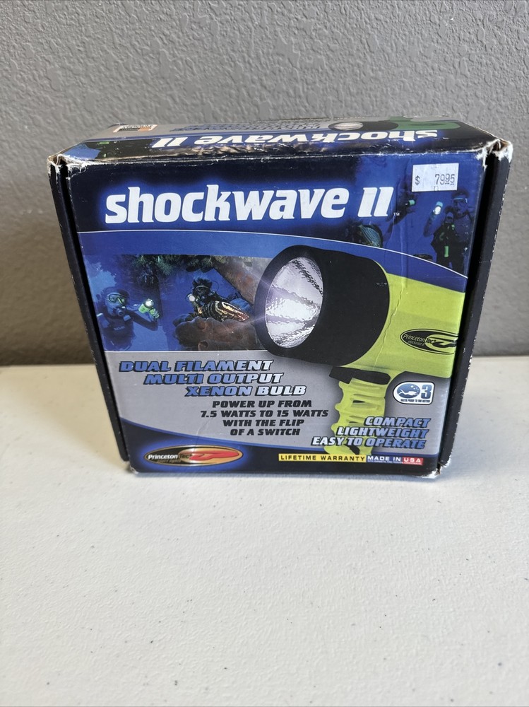Waterproof Divers Flashlight Princeton Tec Shockwave II Blue Dive Light