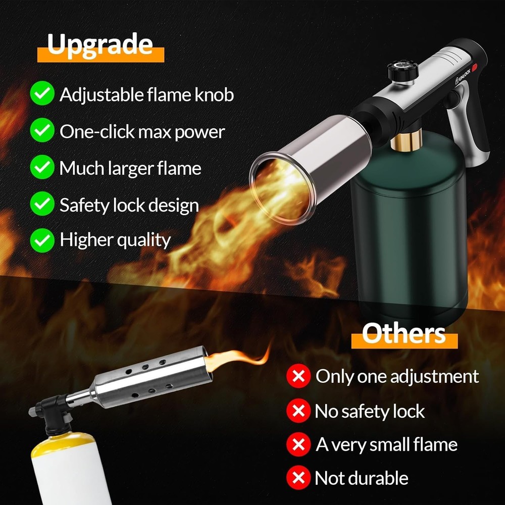 Powerful Propane Torch Gun,Kitchen Cooking Torch With One-Touch Max Fire, Cha...
