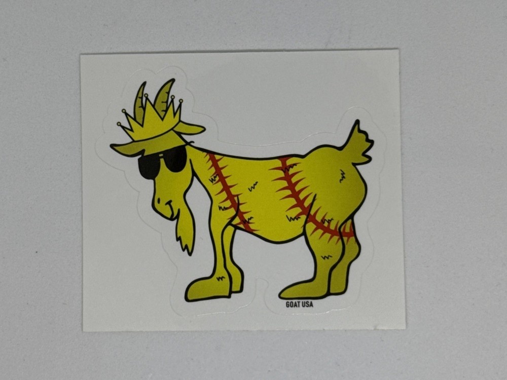 Goat USA Softball Goat Sticker Authentic Chuck The Goat Baseball Stitches Decal