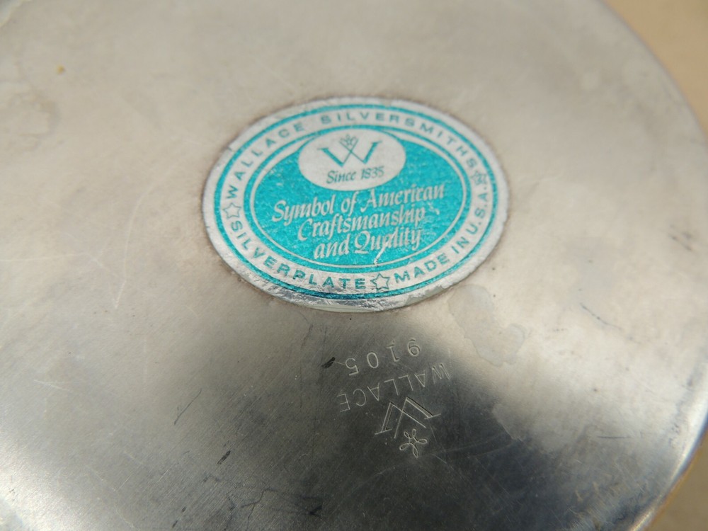 WALLACE 9105 ARTICULATED SILVERPLATE with INSERT GLASS DISH 5" x 1.5"