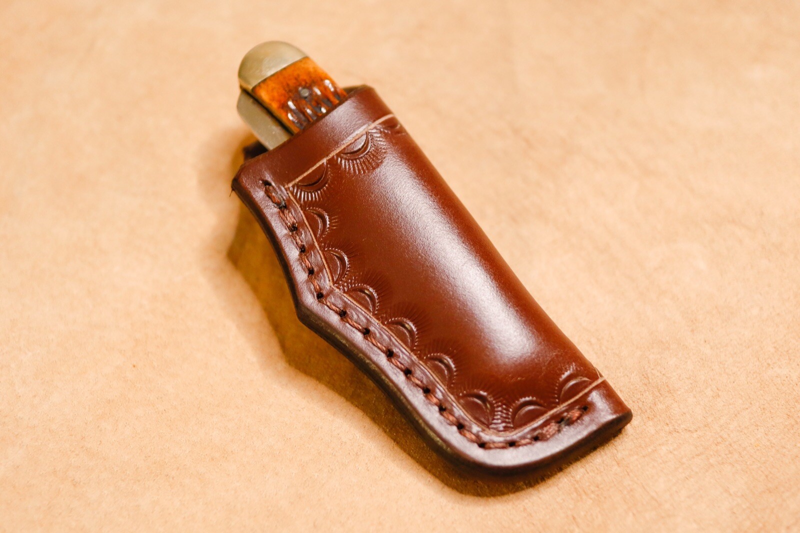 Custom Leather Sheath for 4" Trapper