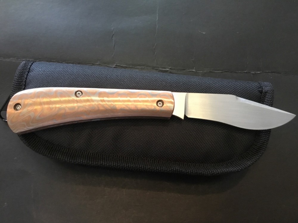 Custom J. Mitchell Beautiful Mokume Handles Slipjoint Folder Folding Knife