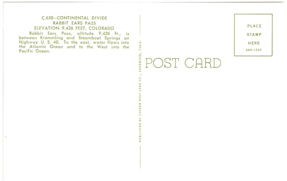 CONTINENTAL DIVIDE RABBIT EARS PASS, CO - PC2771
