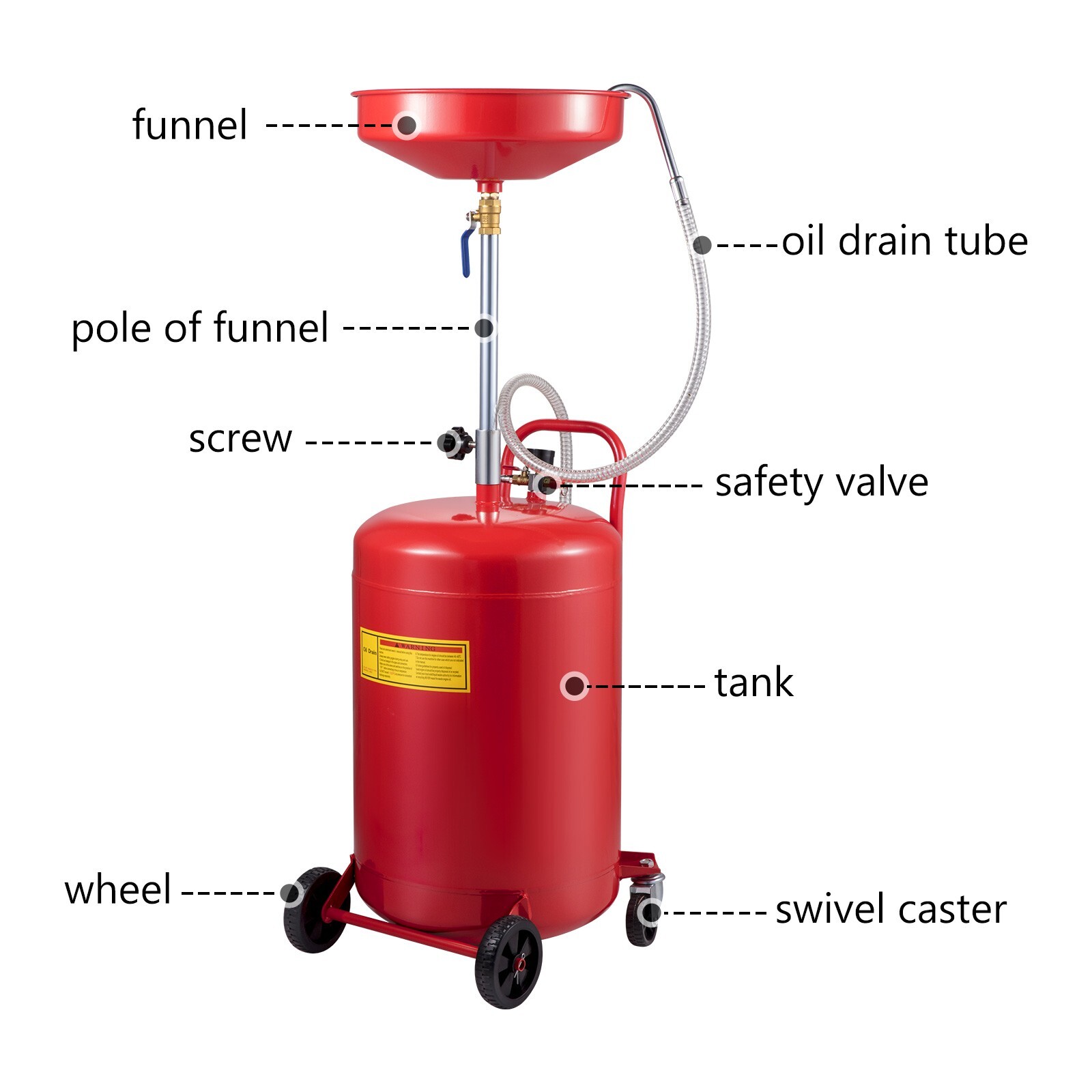 VEVOR Waste Oil Drain Tank Portable Oil Drain 20 Gallon Air Operate Drainer