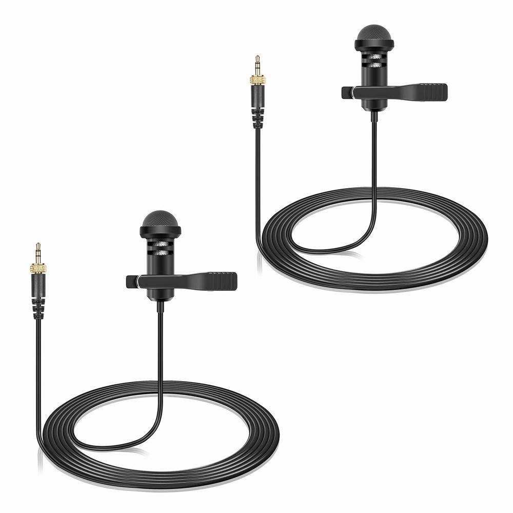 2-Pack Lavalier Lapel Microphone Compatible with Sennheiser Wireless Black