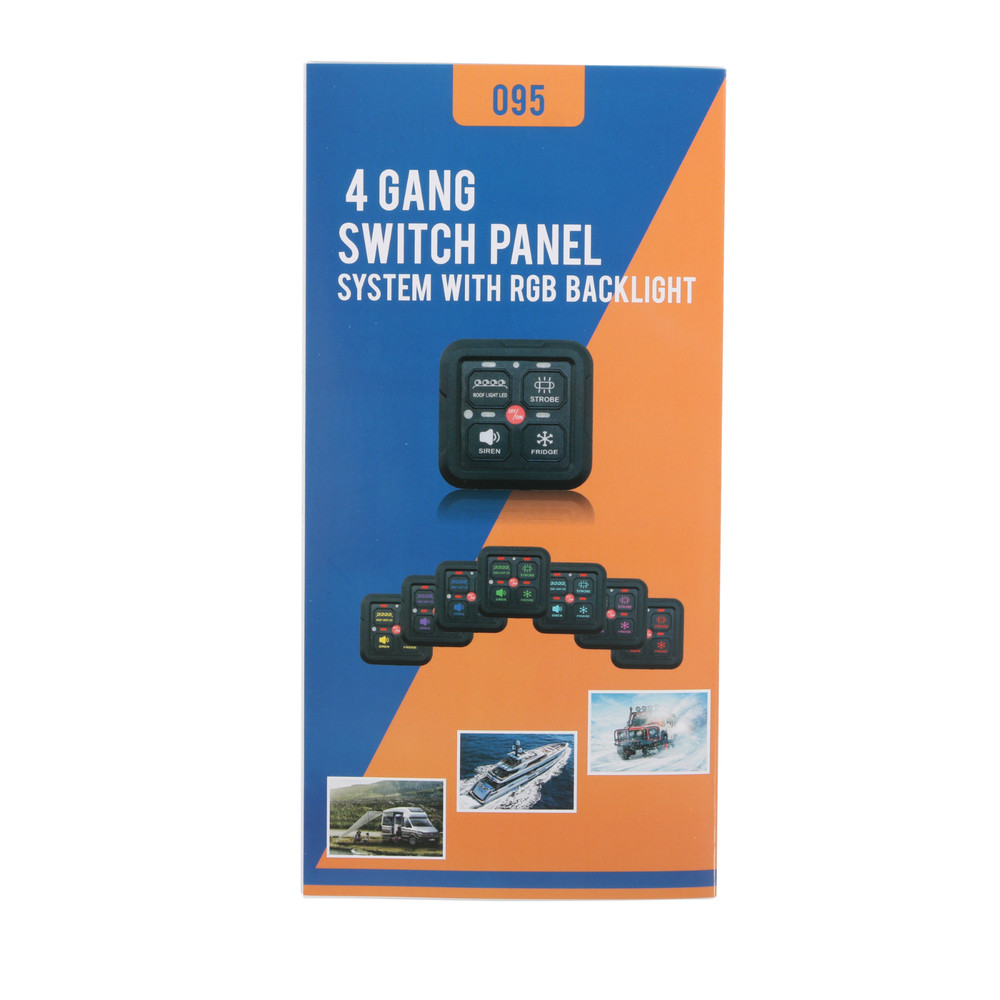 Auxpower A24 4 Gang RGB Backlit Switch Panel Automatic Dimming 3 Lighting Modes