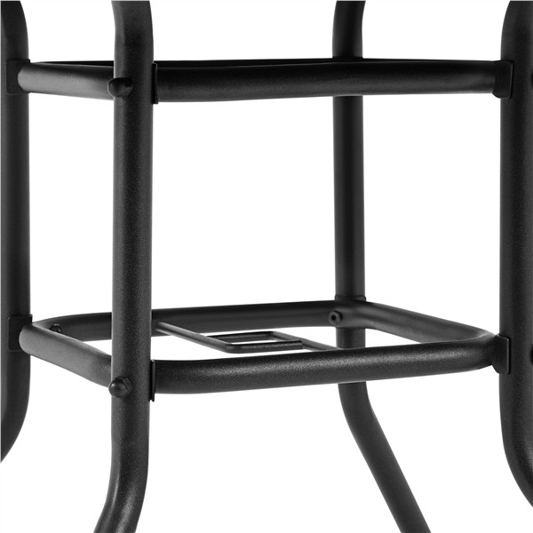 Outdoor Square Patio Bistro Table with Silk Printing Glass Top and Umbrella Hole